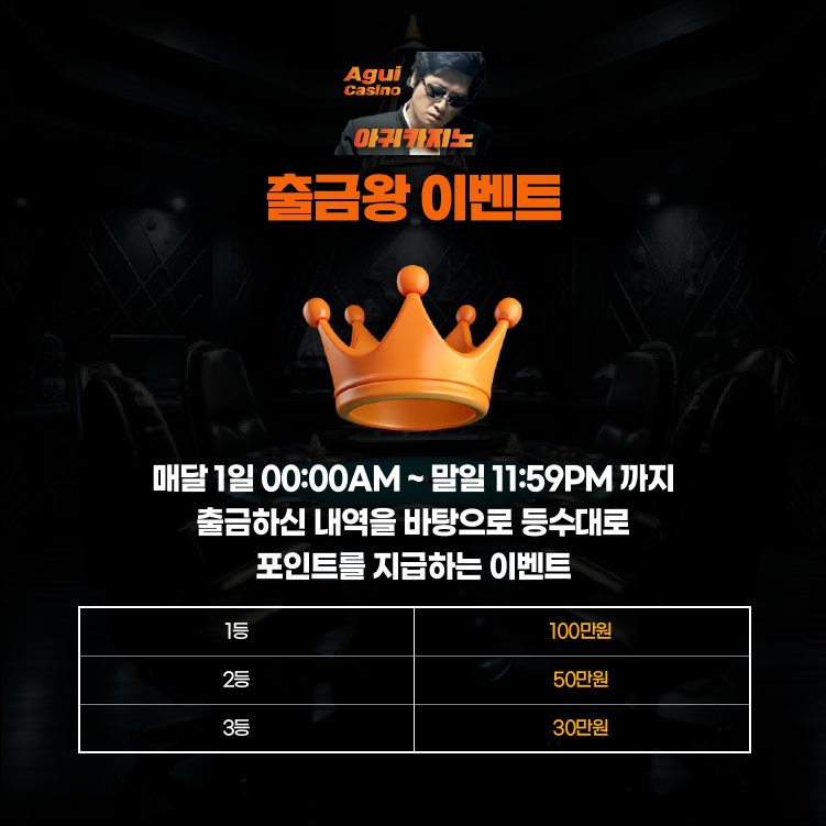 아귀카지노 출금왕 월간 순위 포인트 이벤트